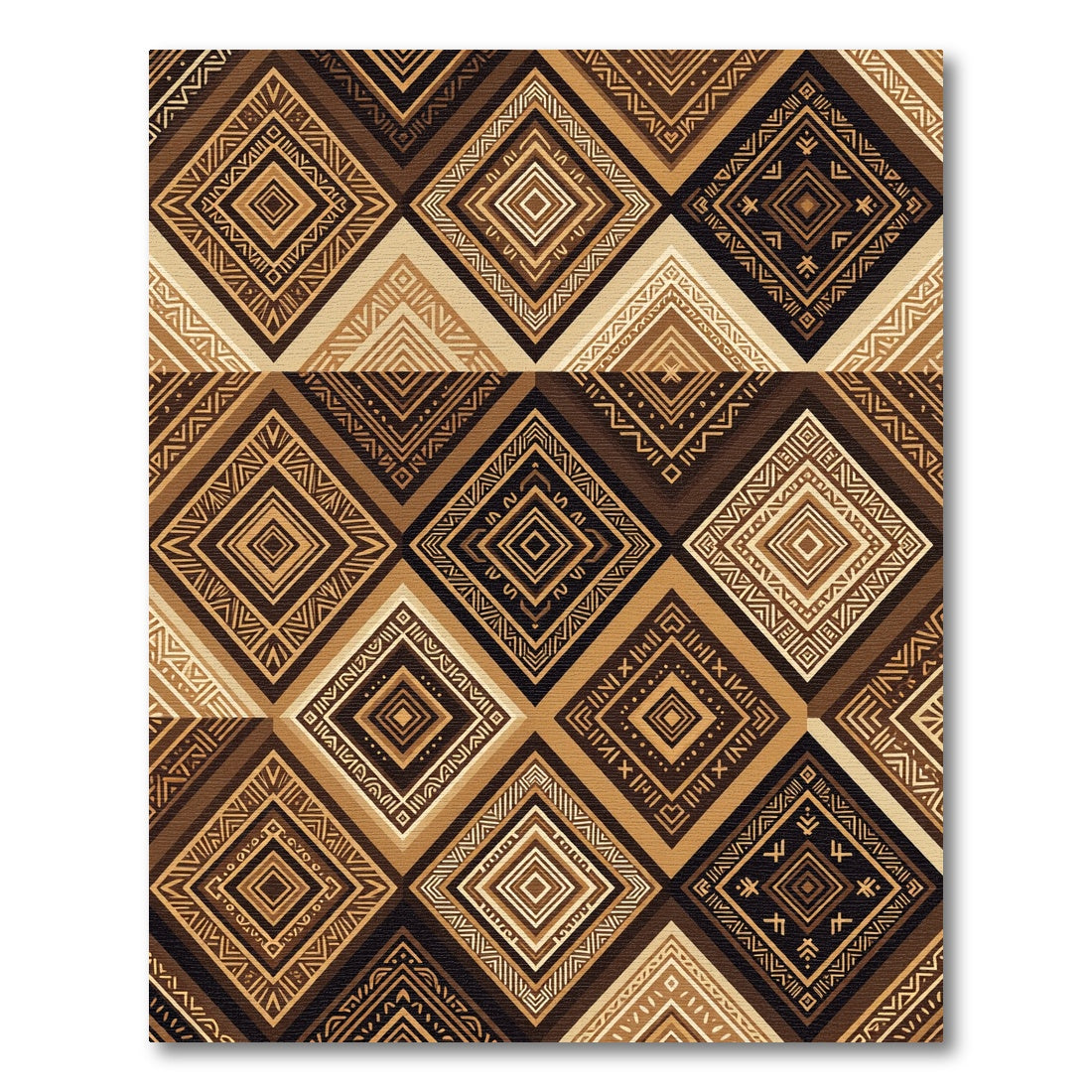 Earthy Geometric Diamond Rug