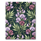 Elegant Moody Floral Sweet Pea Wallpaper Rug
