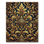 Ornate Gold Acanthus Damask Navy Rug