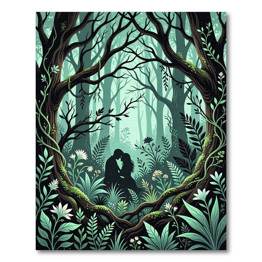 Enchanted Romantic Silhouette Forest Rug
