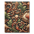 Ornate Gold and Sage Baroque Shell Rug