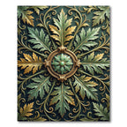 Ornate Gold Folio Medallion Verdant Scroll Rug