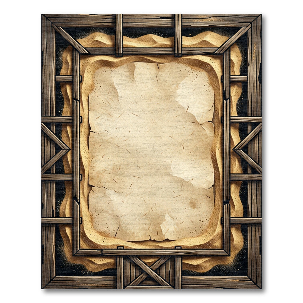 Rustic Wooden Frame Sand Scroll Rug