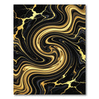 Abstract Black and Gold Liquid Swirl Rug