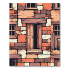Rustic Earth Tones Wood Stone Brick Rug