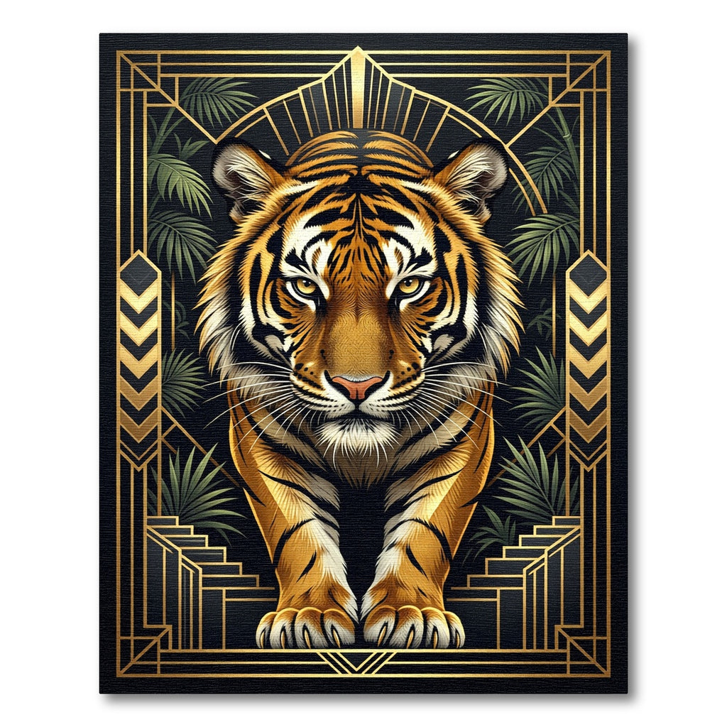 Golden Tiger Art Deco Jungle Rug