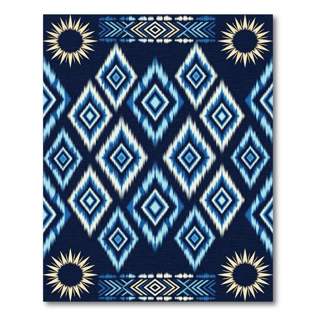 Navajo Blue Diamond Sunburst Tribal Rug