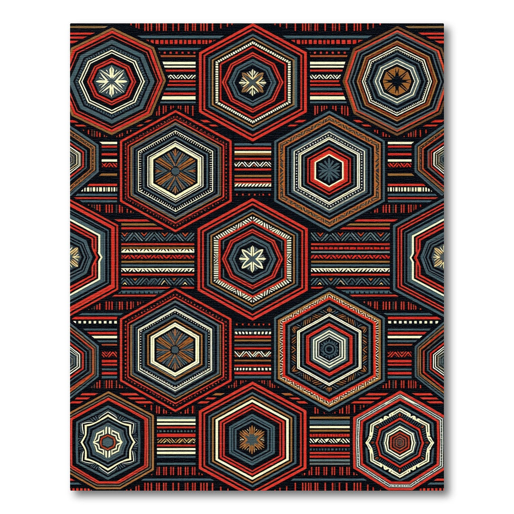 Bold Hexagon Geometric Tribal Rug