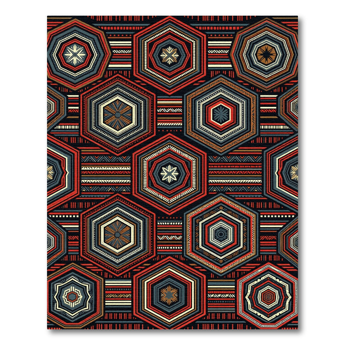 Bold Hexagon Geometric Tribal Rug