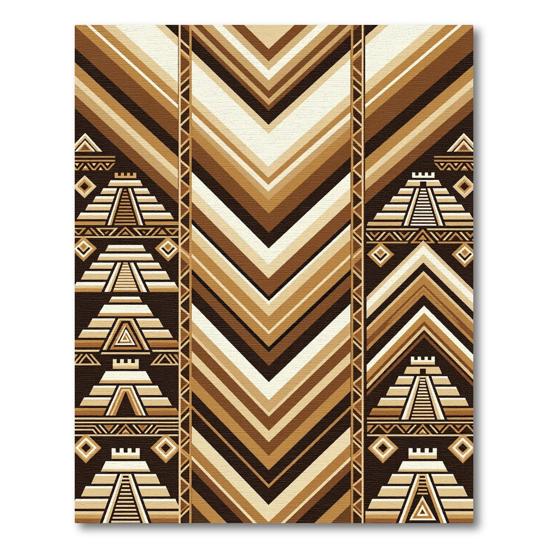 Earthy Tones Terraced Pyramid Stripes Rug