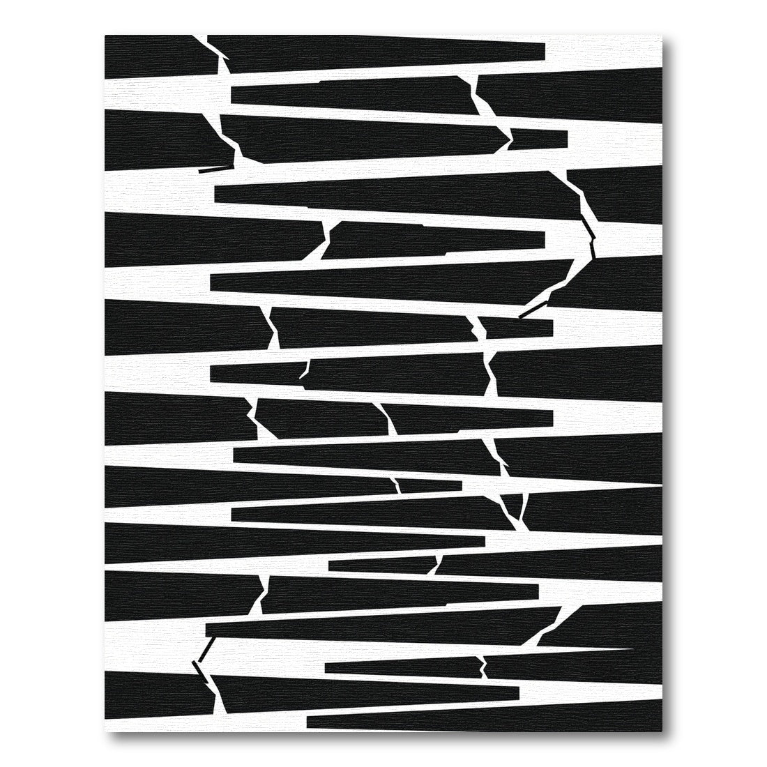 Abstract Black White Cracked Lines Rug