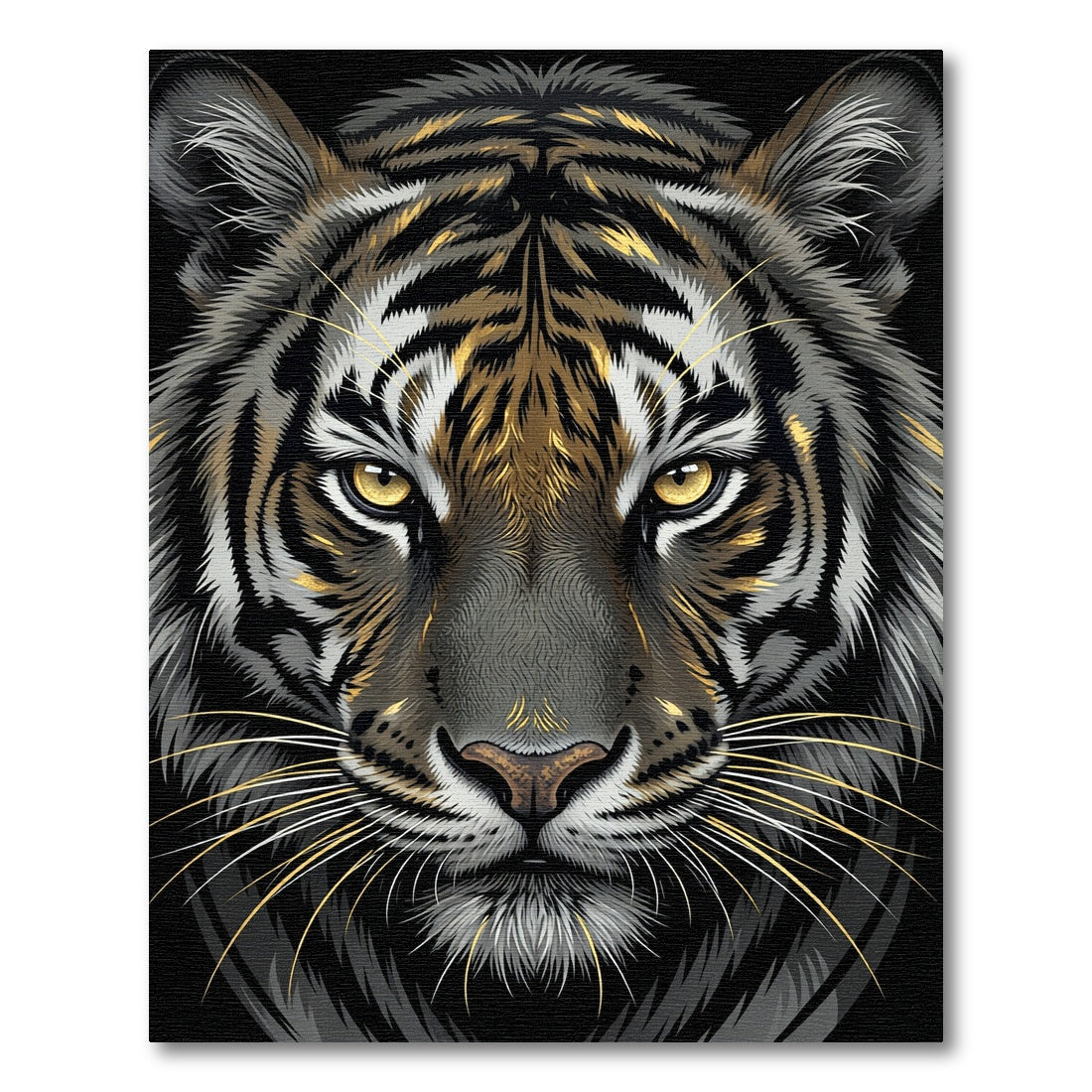 Striking Golden Eye Dark Tiger Head Rug