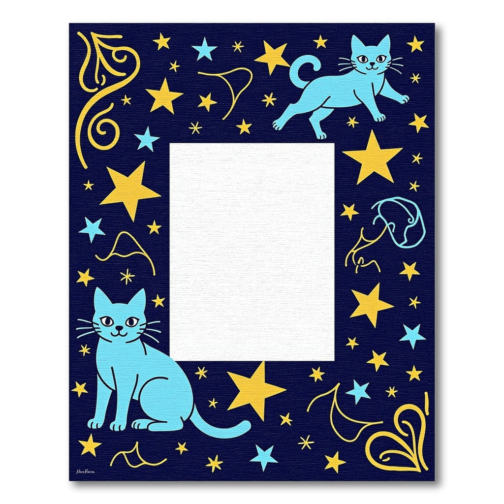 Blue Cats And Yellow Stars Border Rug
