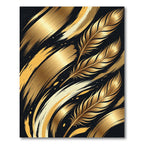 Elegant Golden Feather Abstract Brushstroke Rug