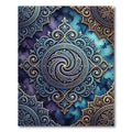 Elegant Navy Golden Swirl Medallion Rug