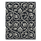 Ornate Silver Leaf Scroll Work Rug