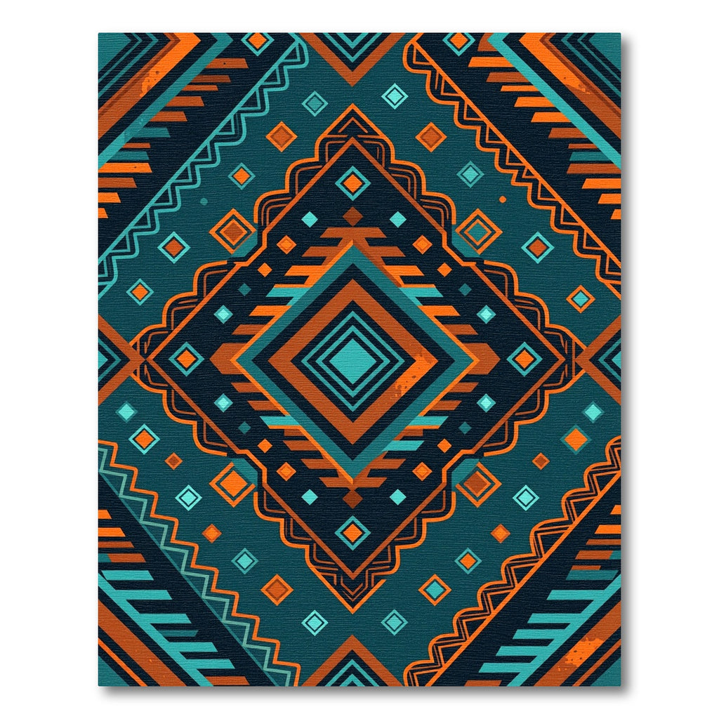 Geometric Southwest Tribal Diamond Medallion Rug