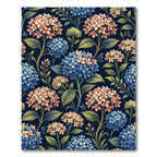 Navy Blue Botanical Hydrangea Bloom Rug