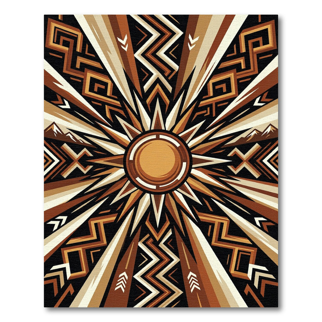 Abstract Earthy Geometric Sunburst Rug
