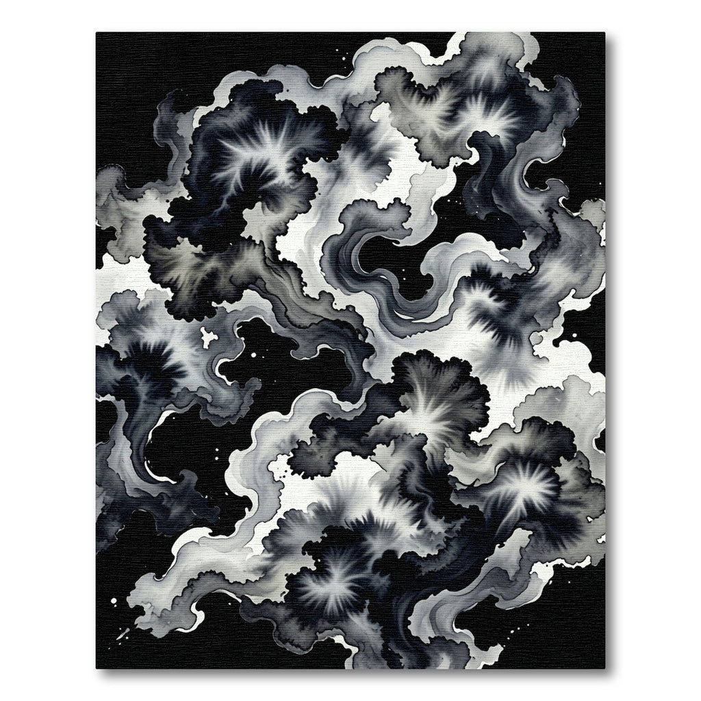 Monochromatic Abstract Fluid Ink Swirl Rug