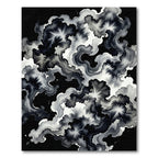Monochromatic Abstract Fluid Ink Swirl Rug
