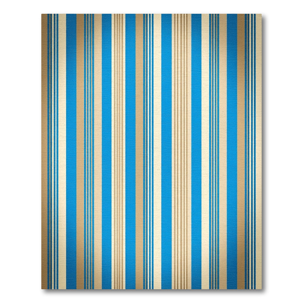 Vibrant Blue and Tan Pinstriped Accent Rug