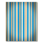 Vibrant Blue and Tan Pinstriped Accent Rug