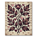 Romantic Maroon Foliage and Heart Accent Rug