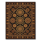 Golden Mandala Floral Geometric Dark Onyx Rug