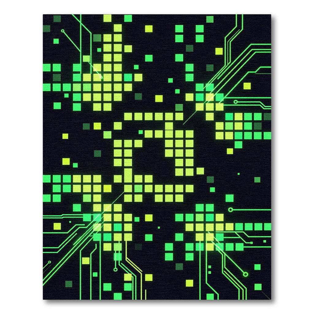 Electric Green Neon Matrix Grid Rug