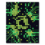 Electric Green Neon Matrix Grid Rug