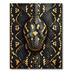 Golden Black Serpentine Geometric Scales Rug