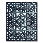 Geometric Slate Blue Interlocking Lattice Rug
