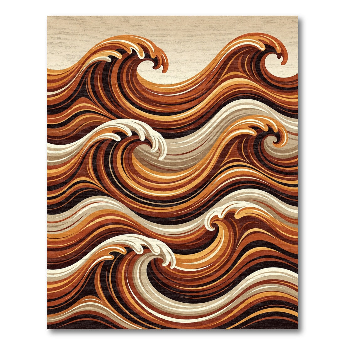 Abstract Amber Swirling Ocean Wave Rug