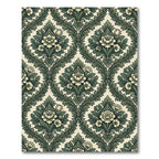 Sage Green Victorian Floral Damask Rug