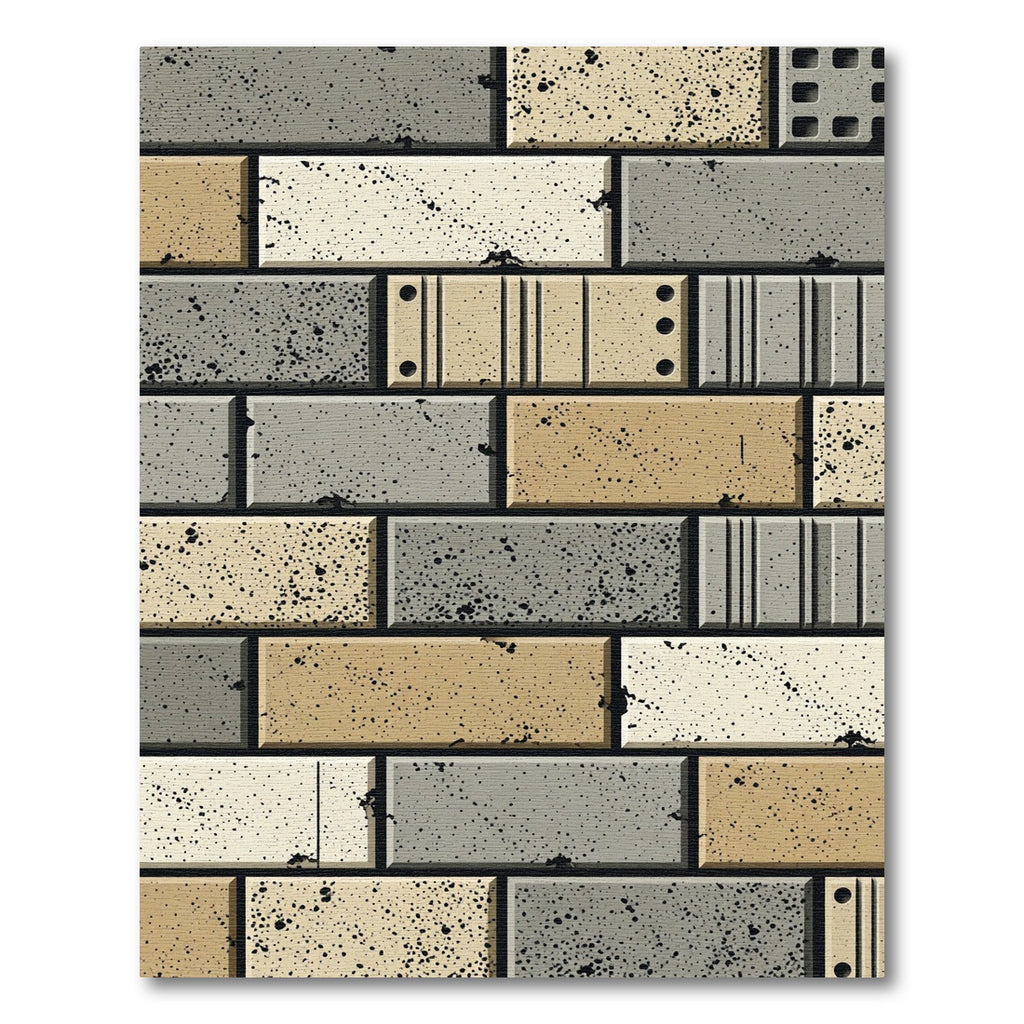 Textured Brick Neutral Tones Arrangement Rug