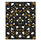 Black Gold Woven Interlocking Geometric Rug