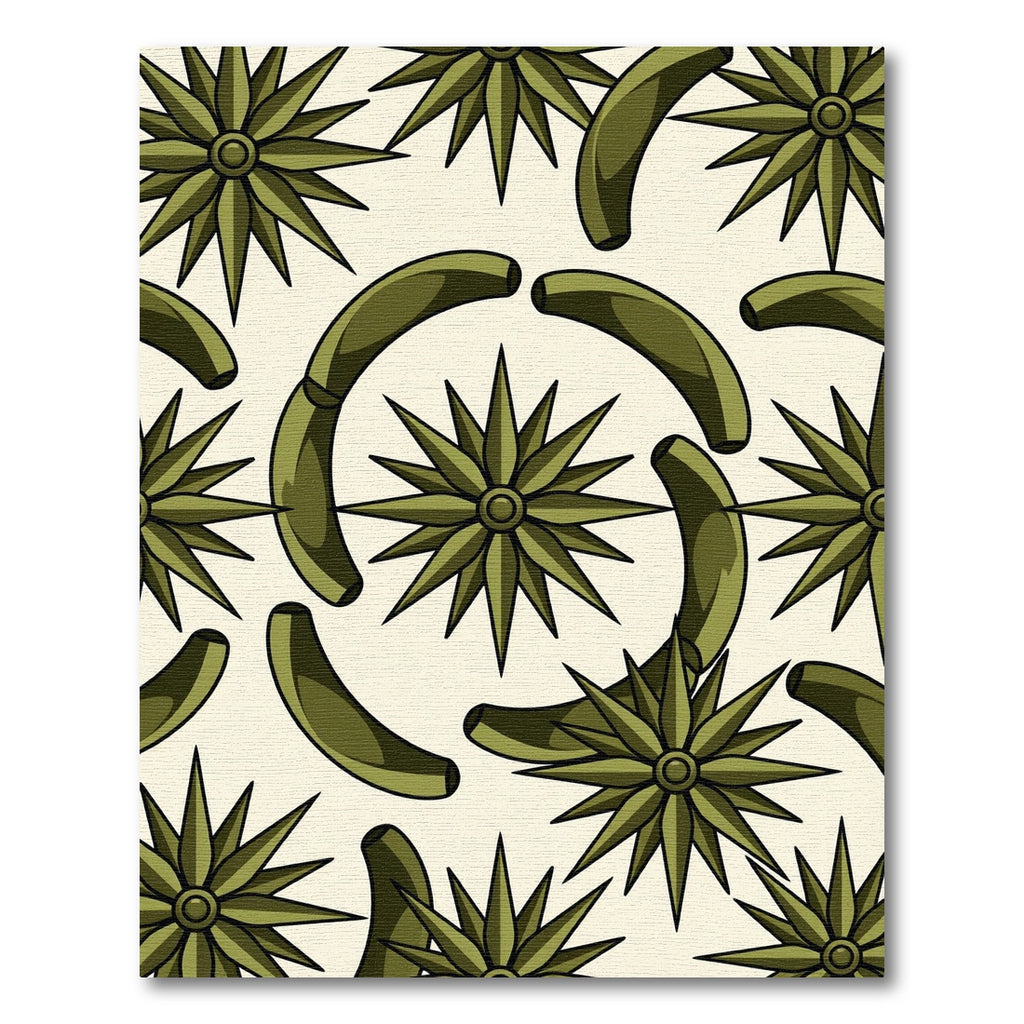 Olive Geometric Star Arch Rug