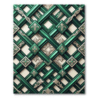 Emerald Green Interlocking Lattice Medallion Rug