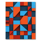 Bold Abstract Geometric Orange Blue Squares Rug