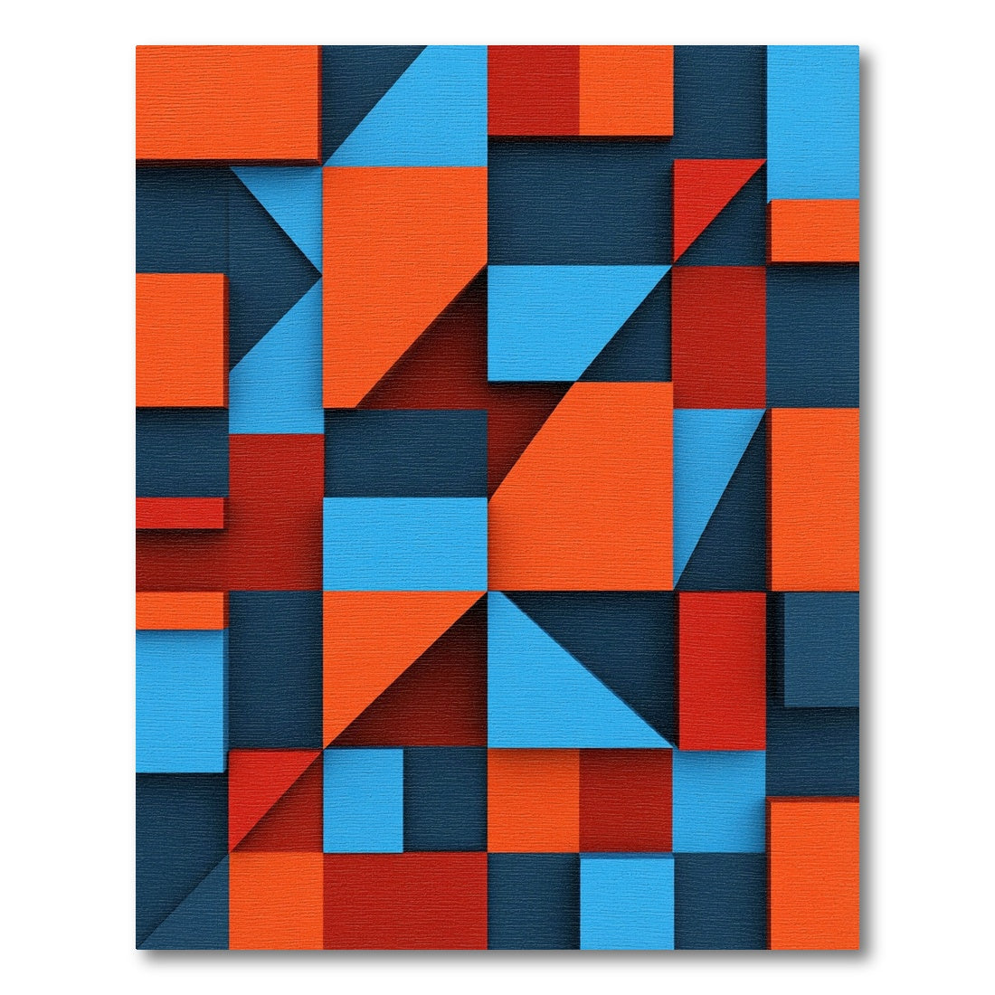 Bold Abstract Geometric Orange Blue Squares Rug