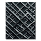 Dark Slate Geometric Intersecting Grid Rug