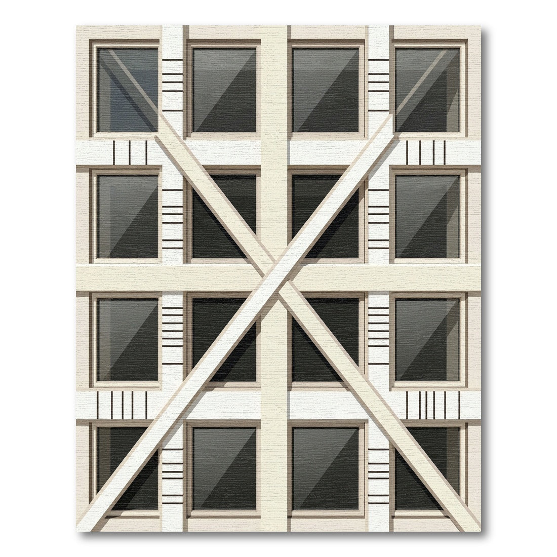 Modern Beige Geometric Grid Rug