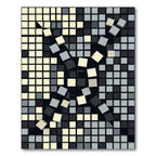 Monochrome Cubist Shattered Grid Abstract Rug