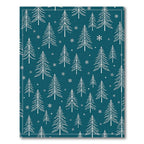 Deep Teal Winter Forest Snowflakes Rug