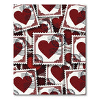Deep Red Heart Postage Stamp Collage Rug