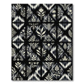 Black and Cream Botanical Diamond Rug