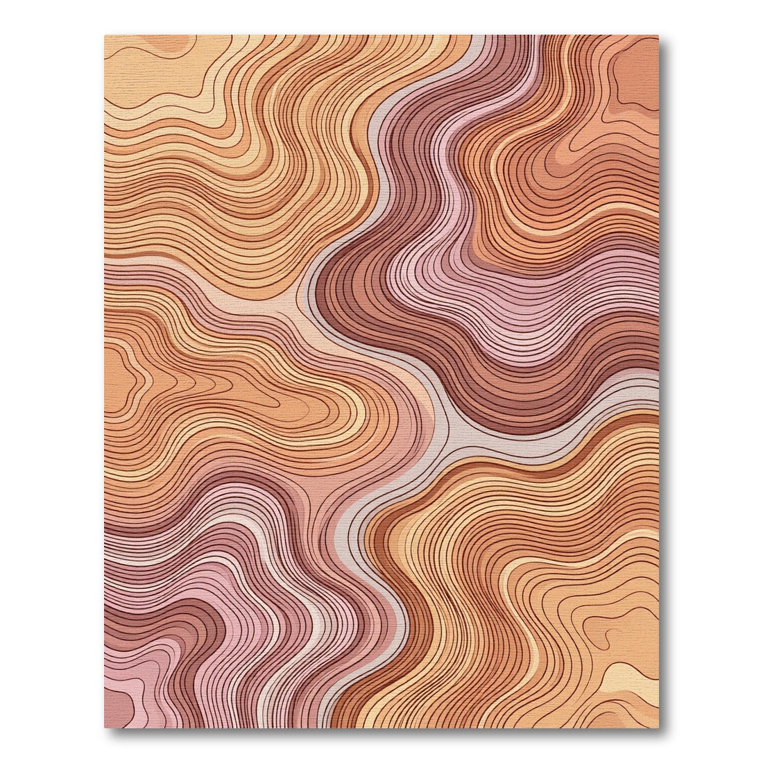 Warm Peach Contour Wave Rug