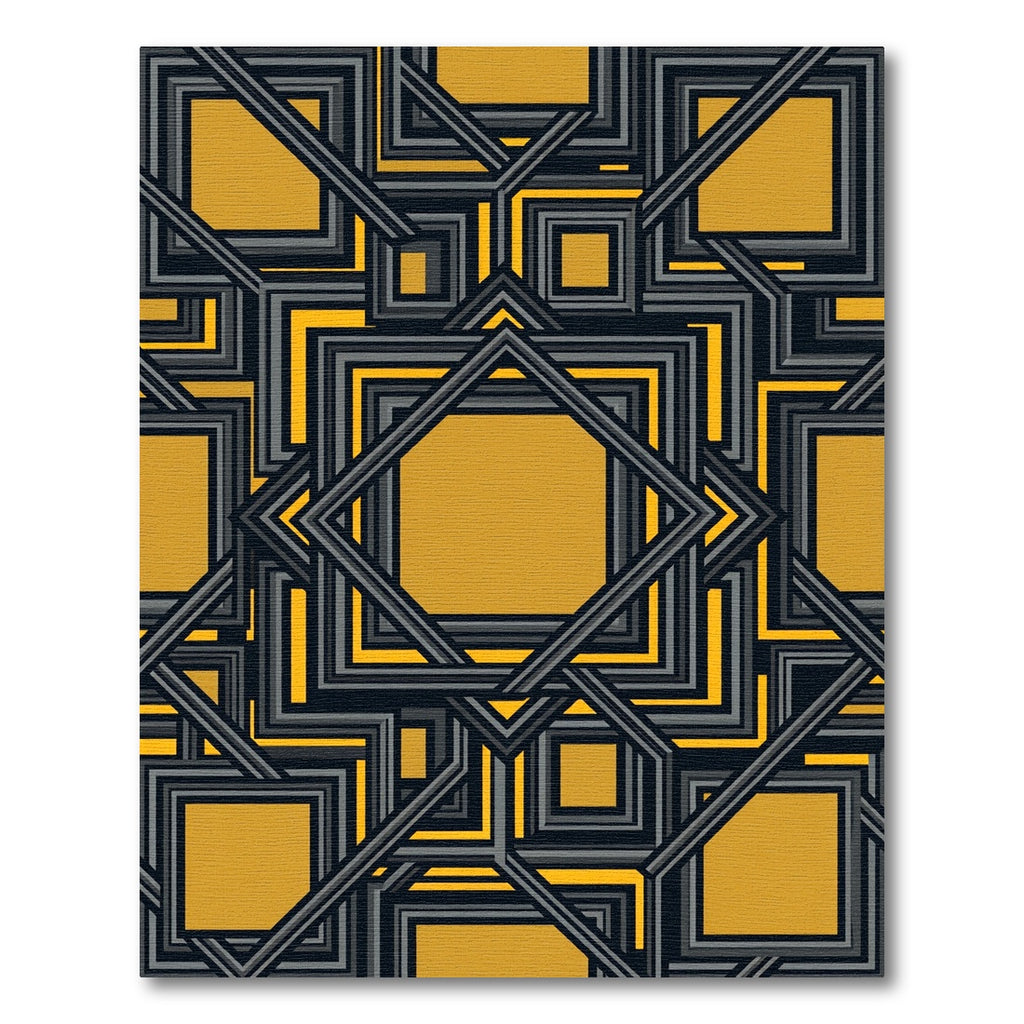 Geometric Ochre Interlocking Squares Rug