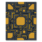 Geometric Ochre Interlocking Squares Rug